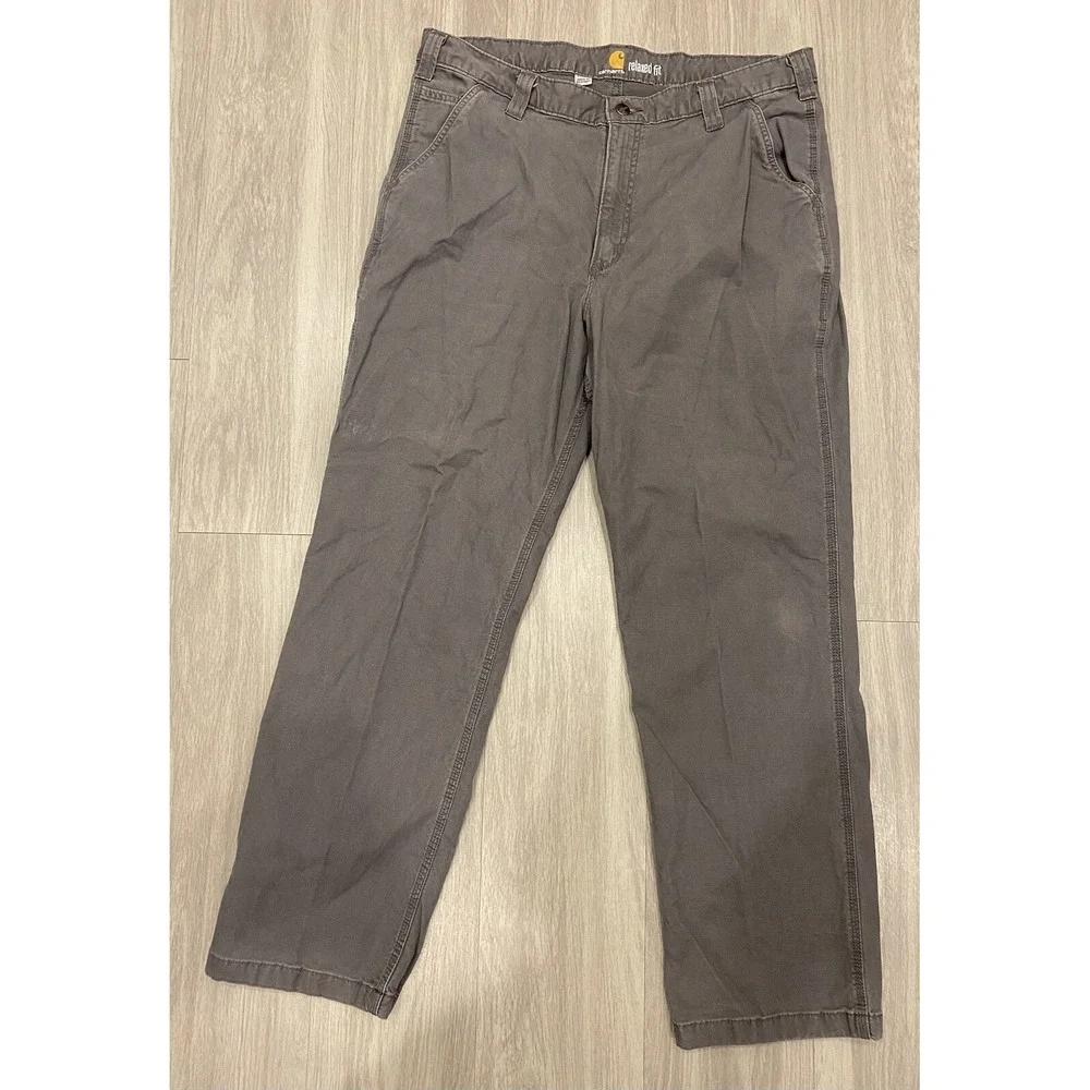 Carhartt 38x32 Gray Relaxed Fit Rugged Flex Pants Straight Leg